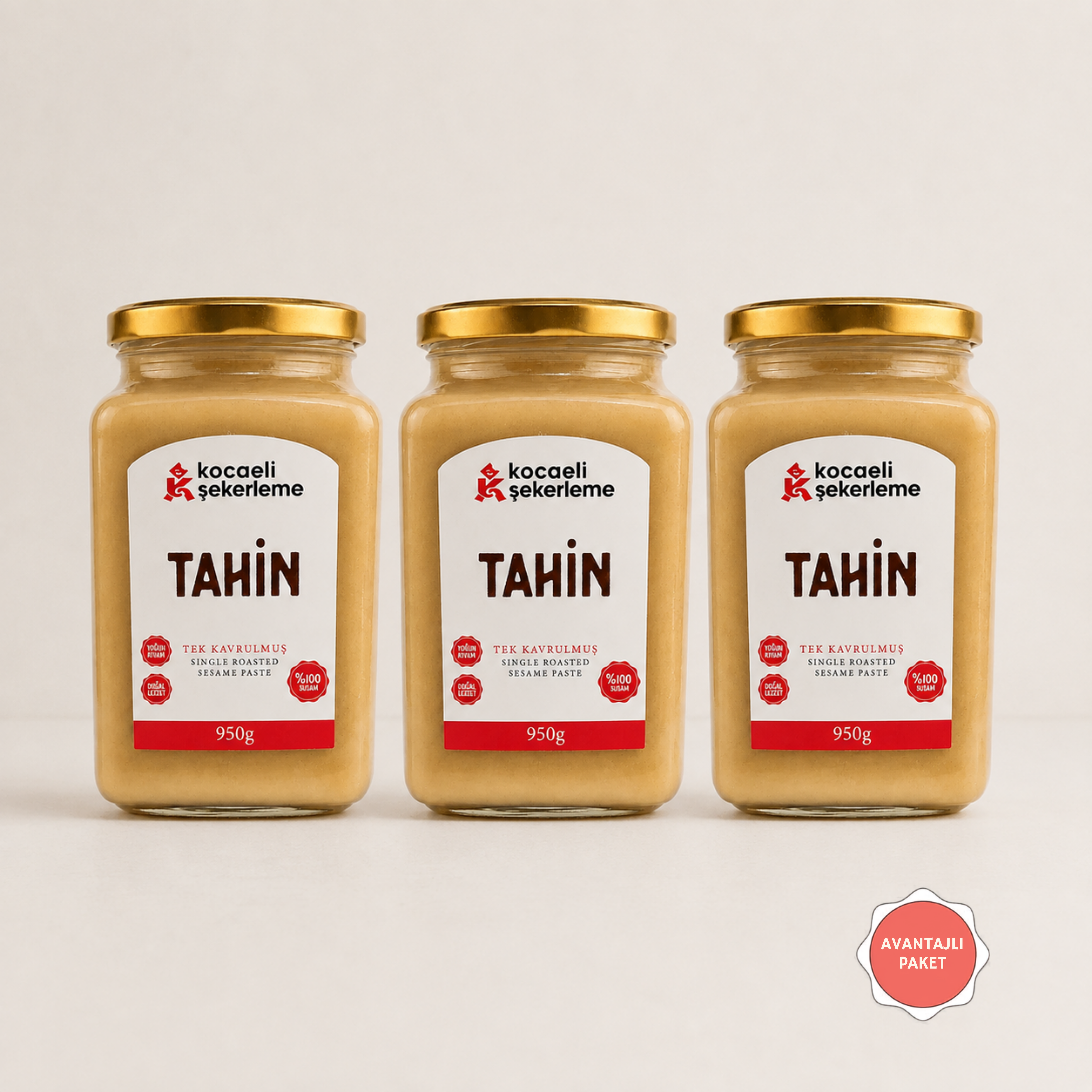 Tek Kavrulmuş Tahin 950 g - 3 adet